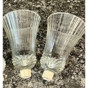 2 Vintage Homco Renaissance Clear Glass Votive Cups Candle Holders 5.25” Ribbed